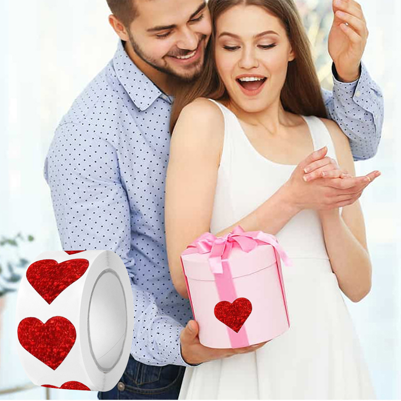 Valentines Day Stickers 500 Pcs 1 Inch Red Heart Stickers Bulk Roll for Crafts, Gift Wrapping, Scrapbooking, Party Decor