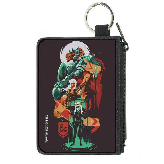 Wizards of the Coast Wallet, Coin Purse, Dungeons and Dragons Character Collage Brown Multi Color, Canvas