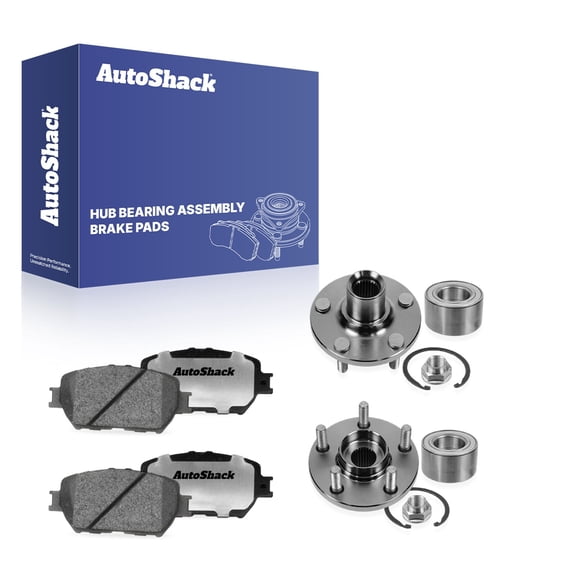 AutoShack Front Ceramic Brake Pads   Wheel Hub Bearing Assemblies without ABS Replacement for 2004-2006 Toyota Camry 6-PC Kit