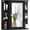 Black, variant on Giantex Bathroom Medicine Cabinet, Wall Mounted Bathroom Mirror Cabinet with Mirrored Door & 4 Interior Shelves, 6 Open Shelves, Mounting Hardware, Space-Saving Storage Cabinet, White