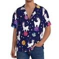 thumbnail image 3 of Naloa Lama in Space Men's Loose Fit Cuban Collar Short-Sleeve Shirt with Button-down and Chest Pocket for Everyday Wear Outings - 3X-Large, 3 of 7