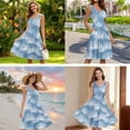 thumbnail image 5 of Jiueut Blue Dandelion Pattern Couple Matching Outfits Men's Casual Hawaiian Shirt or Women's Sleeveless Mini Dress Flare Sundresses, Breathable for Luau Camping Cruise Beach, 2XL, 5 of 5