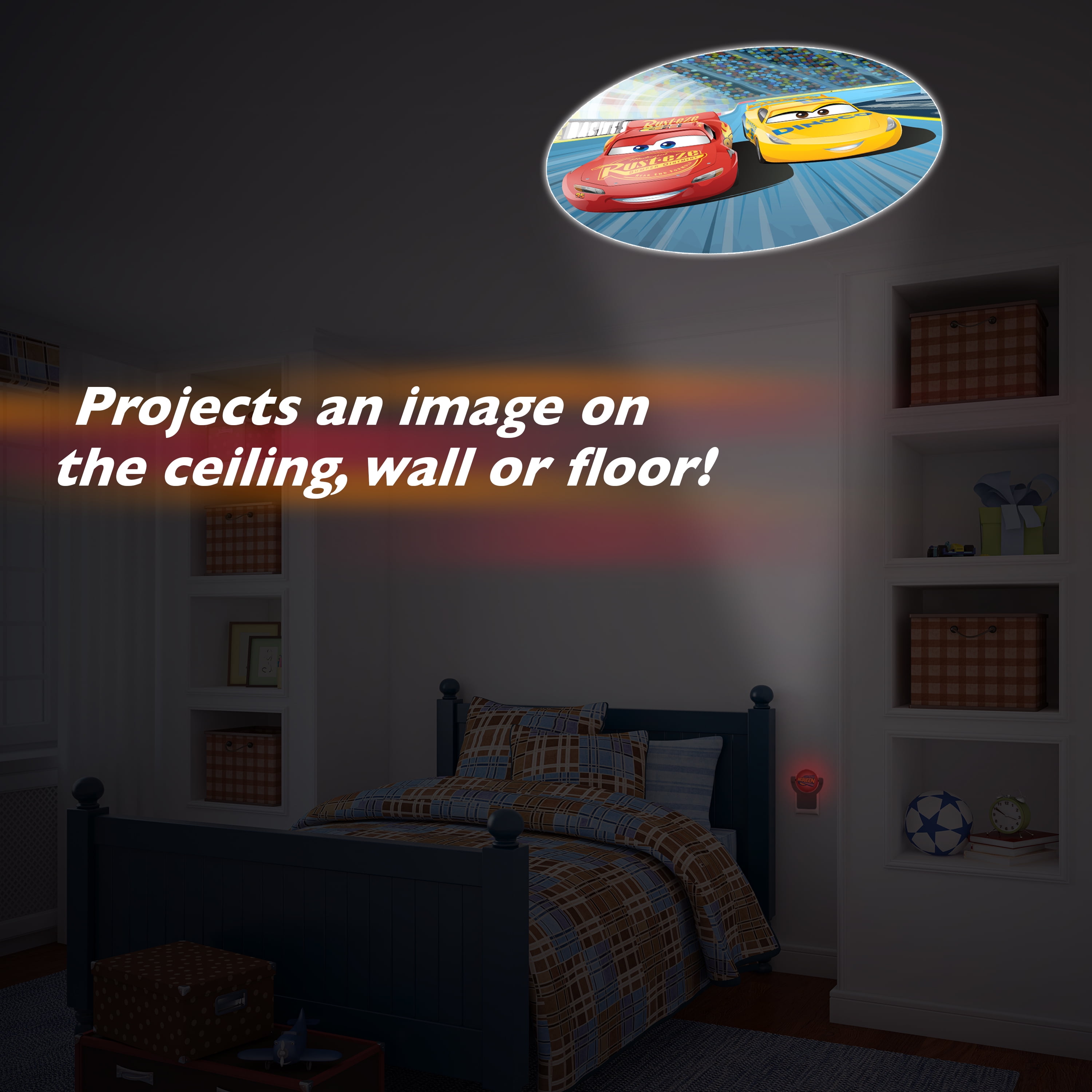 Projectables Disney Pixar Cars LED Plug-In Night Light, Lightning McQueen and Cruz Ramirez Image, 11742