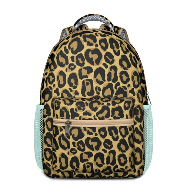 Everyday School Bag with Unique Leopard and Tropical Animal Print, Lightweight Student Backpack Featuring Fashionable Glitter Spots and Abstract Patterns