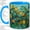 Blue, variant on Leaf Branch Stained Glass Accent Mug, 11oz Ceramic Coffee Cup