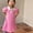 Pink, variant on Spazoro Toddler Girls A Line Dresses, Short Sleeve Stretchy Wrinkle Fashion Solid Color Princess Dress for Child Girls Beige Size 5 T