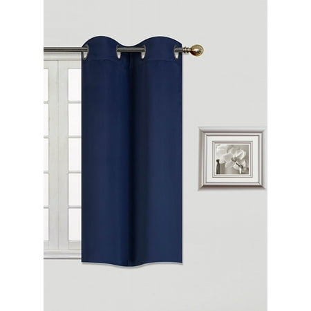 (K30) NAVY BLUE 2 Panel Silver Grommets KITCHEN TIER Window Curtain 3 Layered Thermal Heavy Thick Insulated Blackout Drape Treatment Size 30