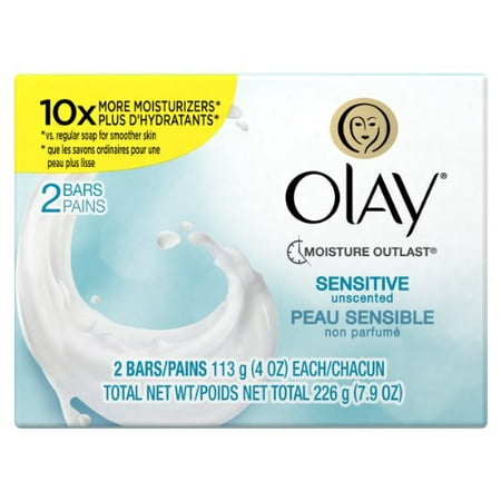 Olay Sensitive Unscented Bar Soap Bath - 4oz - 2 (Best Soap For Sensitive Genital Area)