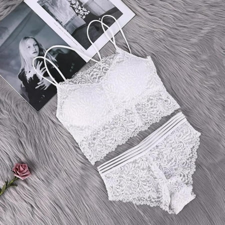 

Explosion Ladies Lingerie Padded Bra Set Lace Transparent Wire Free Wrapped Chest Bra Intimates Underwear Set