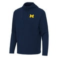 thumbnail image 2 of Men's Antigua Navy Michigan Wolverines Connected Quarter-Zip Waffle-Knit Tri-Blend Hoodie, 2 of 3