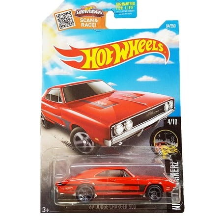 Hot Wheels - 2016 Night Burnerz 4/10 - '69 Dodge Charger 500 RED on Spring Edition Card, 1:64 scale By (Best Hot Springs In California North)