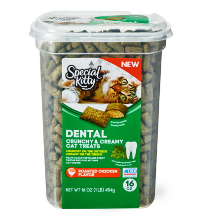 Special Kitty Dental Crunchy & Creamy Cat Treats, Chicken Flavor, 16