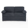 thumbnail image 4 of Queen Sleeper Sofa, 3-in-1 Convertible Pull Out Sofa Bed with Storage Pocket, Thick Padded Chenille Loveseat with Silent Casters for Small Space, Apartment, Living Room,Black, 4 of 9
