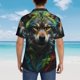 thumbnail image 4 of Fotbe Realistic Style Colorful Wolf Camisa Hawaiana para Hombre Unisex – Camisa Casual de Verano con Botones de Manga Corta de Algodón y Lino,XX-Large, 4 of 7