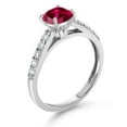 thumbnail image 3 of Gem Stone King 10K White Gold Red Created Ruby and White Lab Grown Diamond Engagement Ring for Women (2.70 Cttw, Cushion 8MM, Gemstone July Birthstone, Size 9), 3 of 4