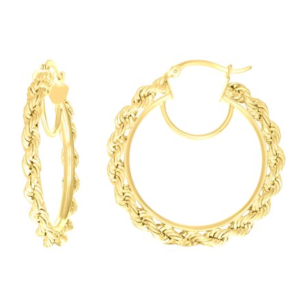 14k Yellow Gold Womens Twisted Rope Hoop Earrings 3mm-31 Jewelry Gift for Women