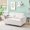 Beige, variant on Pull-Out and Push-In Gray Sofa with Movable Tabletop | Read Books on Table in Bedroom