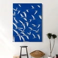 thumbnail image 4 of Large Canvas Painting Modern Abstract Blue White & Navy Painting on Canvas - White Birds on Deep Blue Flying Doves Wall Art, Wooden Framed Large-Scale Foyer/Living Room/, 4 of 7