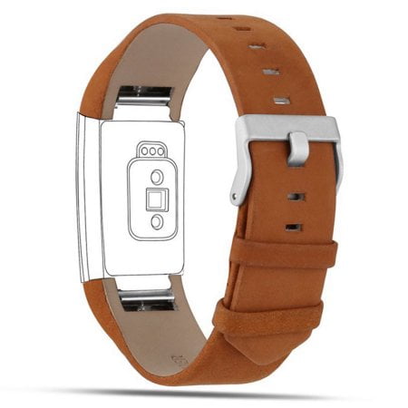 Replacement Soft Genuine Leather Buckle Wristband Strap Band for FitBit Charge 2 