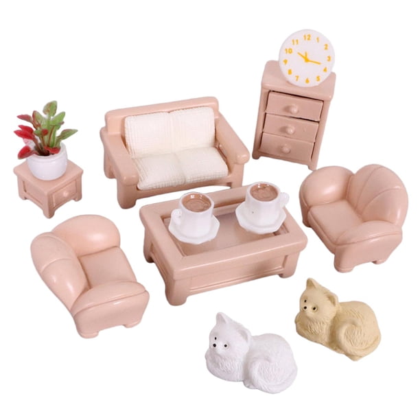 Conjunto de mini muebles para juegos de simulación para una casa de muñecas. Mueble en miniatura para muñeca con sofá, sillón .Hecho a mano - México Conjunto de mini muebles para juegos de simulación para una casa de muñecas. Mueble en miniatura para muñeca con sofá, sillón .Hecho a mano - México