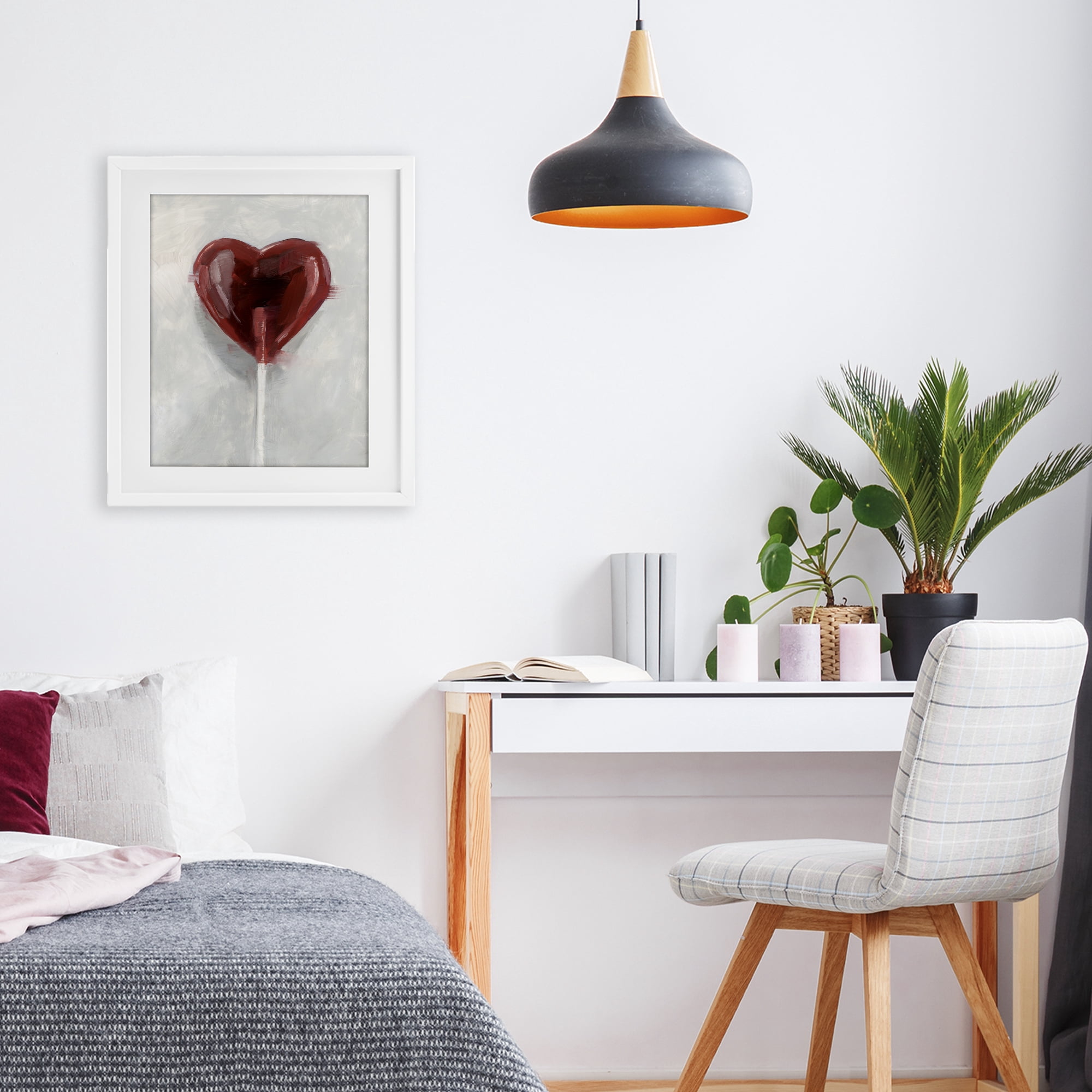 Stupell Industries Heart Shaped Lollipop White Framed Print Under Glass, design by Ethan Harper