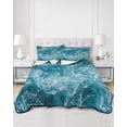 thumbnail image 2 of Quilt King Size Bedding Set, Teal Blue Ocean Reversible Summer Quilt 3 Pieces, Modern Summer Coastal Sea Waves Lightweight Bedspreads Coverlets with 2 Pillow Shams for All Seasons, 2 of 5