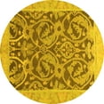 thumbnail image 1 of Ahgly Company Machine Washable Indoor Round Abstract Yellow Modern Area Rugs, 4' Round, 1 of 4