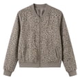 thumbnail image 3 of Zijinkuiwen Women Leopard Print Bomber Jacket Zip Up Long Sleeve Ribbed Cuffs Outerwear for Casual Daily Wear, 3 of 9
