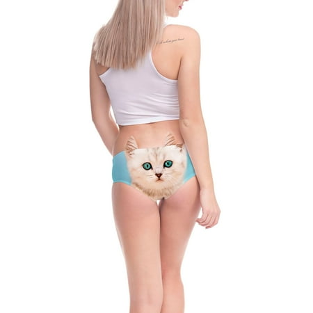 

ZMHEGW Panties For Womens Funny 3D Cat Printed Animal Middle Waist Tail Gifts With Cute Ears Women Underwear Briefs