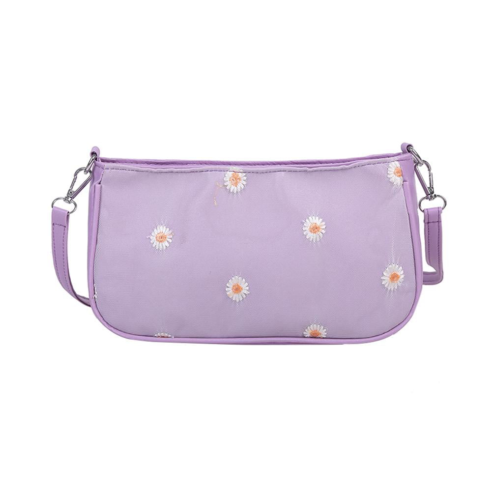 Women handbag Soft PU Leather Fashion Rivet bag Handbag with Shoulder Strap Crossbody Bag Daisy Flower 