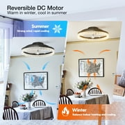 Ceiling Fans with Lights and Remote, 20 Low Profile Ceiling Fans, 3000-6000K Dimmable Modern Flush Mount LED Fan Light, Fandelier Ceiling Fan for Bedroom, Kitchen, Living Room, Black