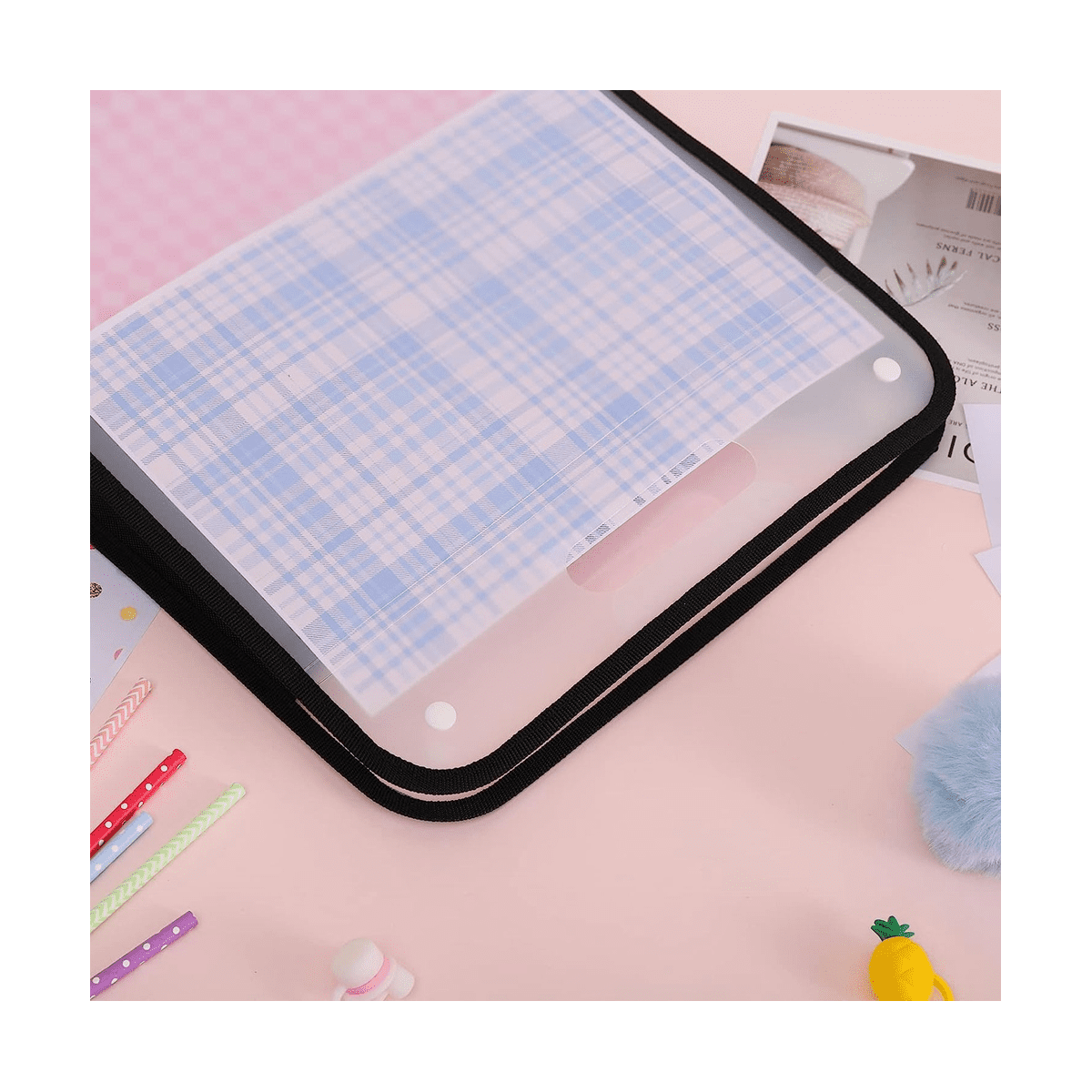 4Pcs Scrapbook Paper Storage,Paper Storage Organizer Transparent Scrapbook for 12X12 Paper,Scrapbook,Photos,Crafts Black