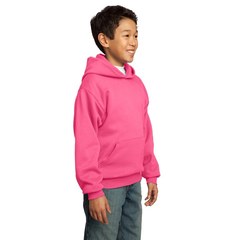 Port u0026 Company Youth Core Fleece Pullover Hooded Sweatshirt-M (Neon Pink) -  Walmart.com