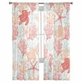 thumbnail image 2 of Sheer Curtains 63 Inches Long, Sea Turtle Nautical Coral Summer Beach Light Filtering Window Curtains for Living Room, Red Orange Coastal Rod Pocket Voile Sheer Curtain Drapes, 52"W x 63"L, 2 Panels, 2 of 9