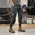 thumbnail image 4 of Men's Solid Color Outdoor Overalls, Casual Tactical Cuff Trousers with Multiple Pockets for Hiking, Workwear and Street Style,Gray,M, 4 of 5