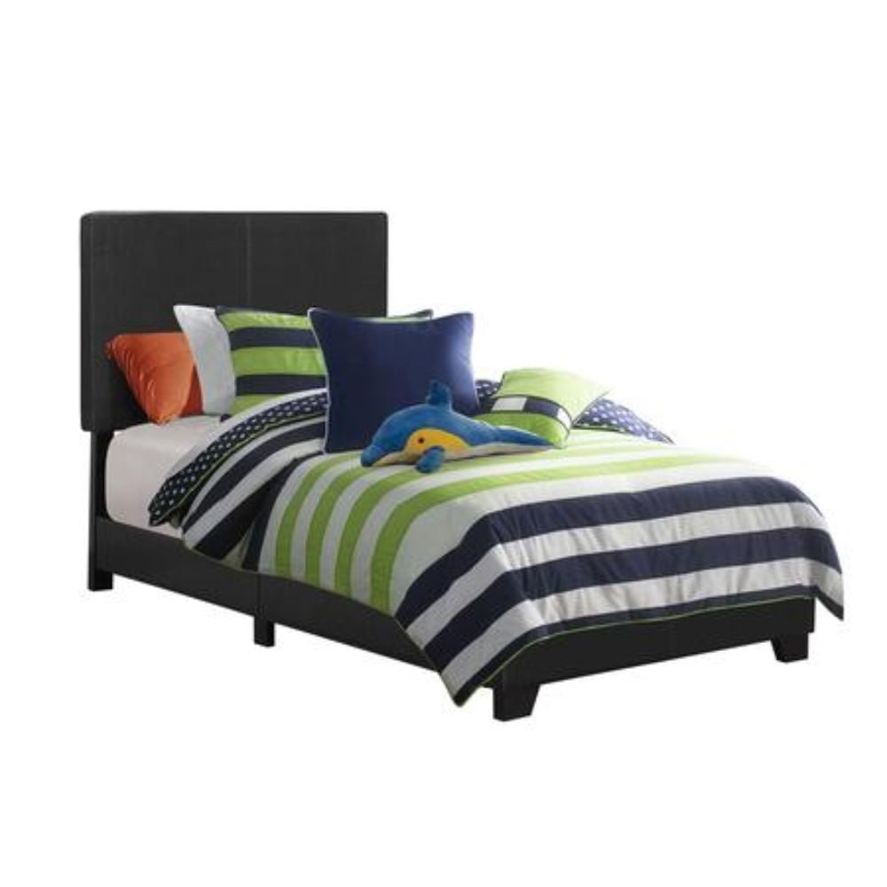 Upholstered Twin Bed, Black Leatherette - Walmart.com
