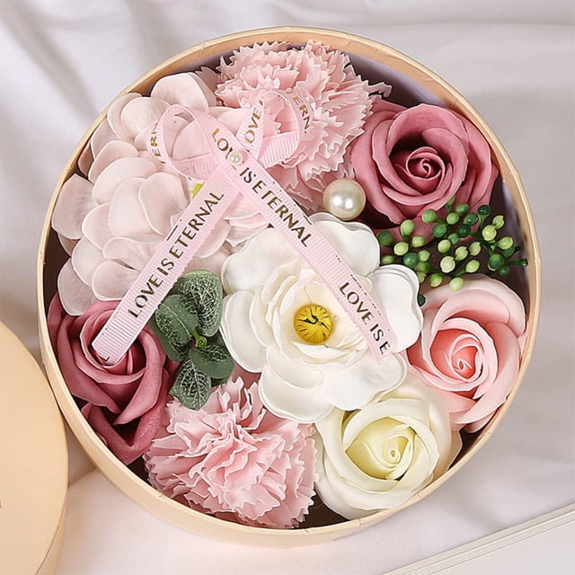Caja redonda de flores de jabón para mujer, perfumada, flor artificial de rosa, caja de regalo personalizada para mamá, cumpleaños, día de la madre, día de San Valentín, Navidad Sailing Electrónica