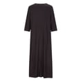 thumbnail image 4 of Pompotops Mode Femmes Été Casual Col Rond Froral Imprimé 3/4 Manches en Vrac Robe, 4 of 7