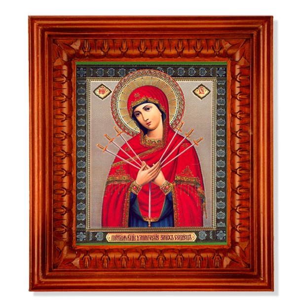Religious Russian Icon Our Lady Of Sorrows In Wooden Open Up Kiot Shrine Glass 10 Inch Kiot By World Faith Walmart Com Walmart Com