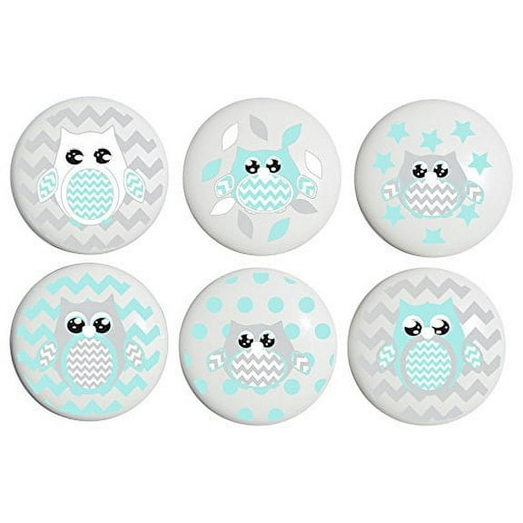 Owl Drawer Pulls Owl Ceramic Drawer Knobs, 6 Set