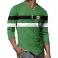 thumbnail image 4 of Men's St. Patrick's Day Irish Henley Shirt 3/4 Sleeve Color Block Clover Top, 4 of 7