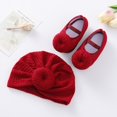thumbnail image 2 of Newborn Baby Turban Hats and Shoes Set Hospital Hat Nursery Beanie Headwrap Hat Soft Sole Crib Shoes Set, 2 of 6