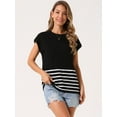 thumbnail image 3 of DARING DIVA Sleeveless Round Neck Striped Sweater Vest Cap Sleeve M Black, 3 of 7