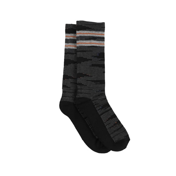 Perry Ellis Mens Casletic Allover Pattern Dress Socks, Black, 7-12
