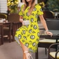 thumbnail image 3 of Balery White Popcorn Vestidos sueltos de manga corta para mujer, vestidos de verano 2025, vestidos casuales de corte A con vuelo., 3 of 6