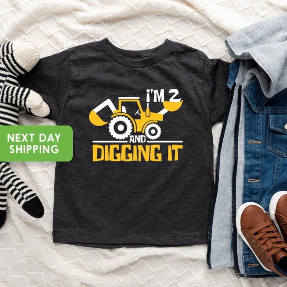 Bella Canvas I'm 2 And Digging It, Construction Birthday Shirt, 2 Year Old Birthday Shirt, 2nd Birthday Shirt, Two Year Old Construction Party