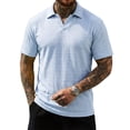 thumbnail image 5 of KIHOUT Men's Jacquard Textured Knit Polo Shirt, Retro Open Collar Short Sleeve Casual Fashion Top for Everyday Wear, 5 of 6