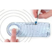 Safe-T 46110 mmArc Protractor Compass Plus, 15.8 cm long, Semicircular side with rotating disc inset on one edge, Creates Circles from 10mm radius to 120mm radius on 1mm radius increments