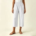 thumbnail image 3 of BUIGTTKLOP Womens Capri Pants High Waisted Lounge Pants Straight Wide Leg Summer Beach Capris, 3 of 8