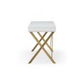 thumbnail image 3 of Elian Rectangular X-Leg MDF Desk with a Drawer, White/Gold, 3 of 8